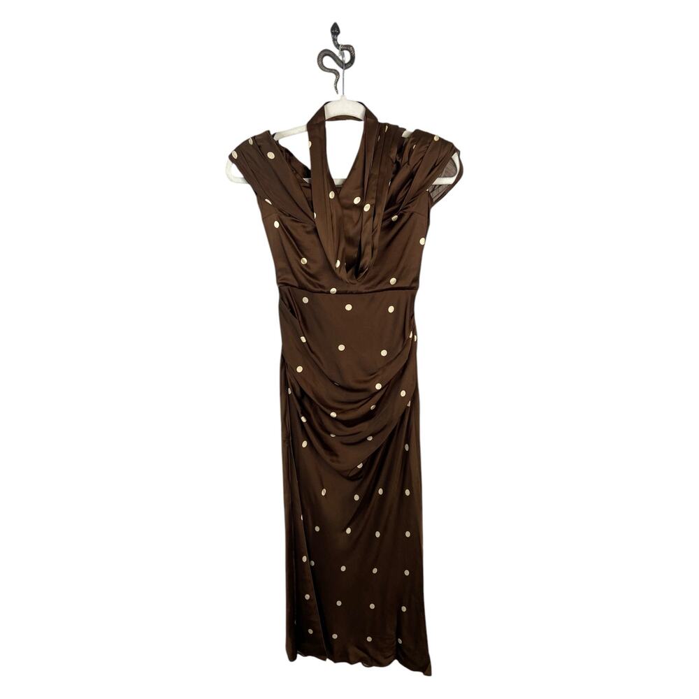 LPA Luisa Midi Dress Satin Polka Dot Retro Glam Formal Party Hoco Statement XXS - Picture 4 of 10